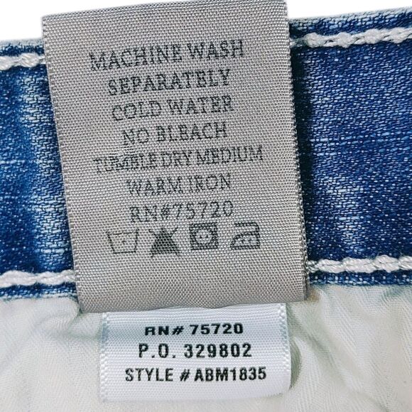 BKE Fulton Mens 31R Denim Blue Jeans Bootcut Medium Wash Thick Stitch Cowboy - Picture 16 of 16